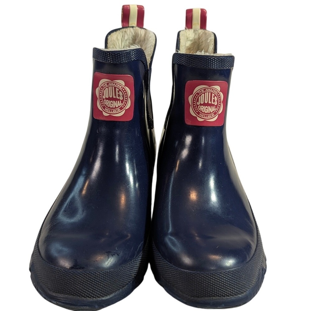 Joules Original Wellibob Navy Blue‎ Fur-Lined Rain Ankle Boots – Waterproof READ